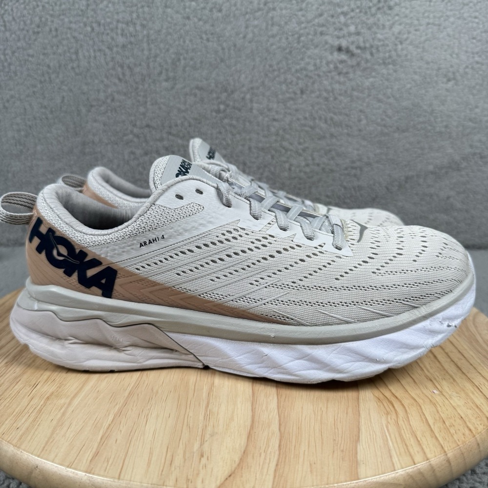 Hoka One One Arahi 4 Womens Size 9 Gray White Athletic Running Shoes Sneakers